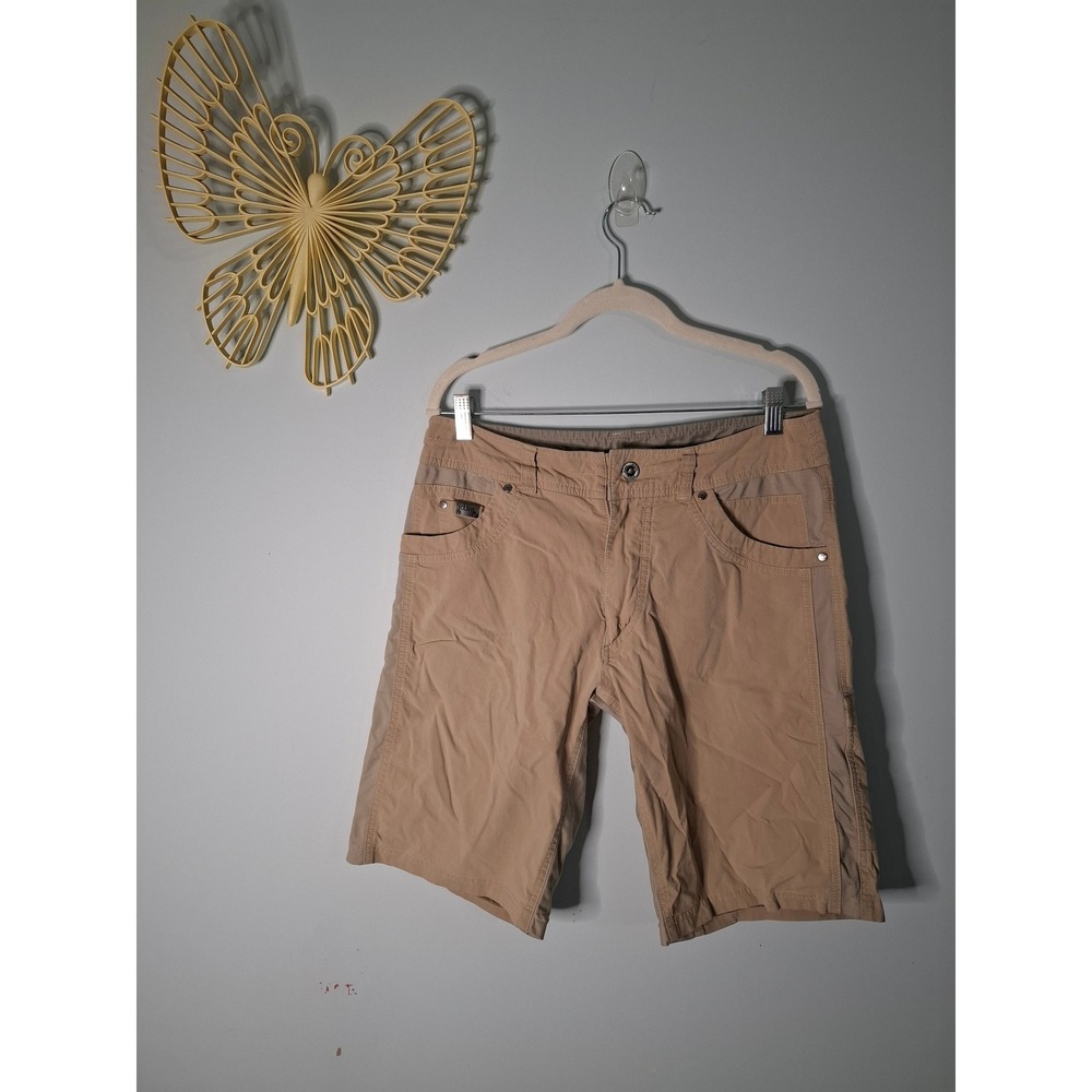 Kuhl Mens Tan Khaki Cargo Hiking Shorts Size 31 Outdoor Performance Stretch